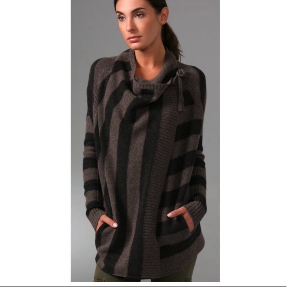 🖤 EUC🖤 VINCE Cashmere Blend Striped Wrap Cardigan